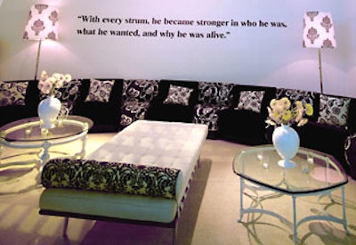 At the Los Angeles premiere party for Stranger Than Fiction quotes from the movie decked the walls—a visual way of tying in the narration present in the film.