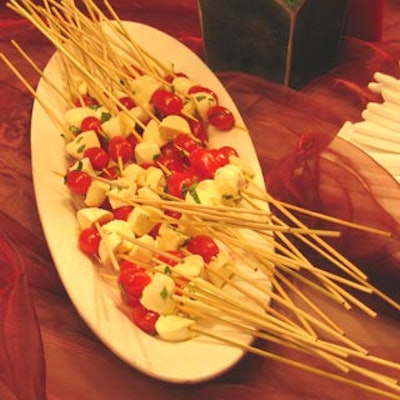Fumetti served a breakfast buffet featuring skewers of cherry tomatoes and bocconcini cheese.