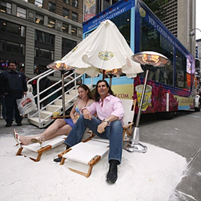 Fabio, bikini-clad models, and a Mediterranean-inspired beach promoted I Can’t Believe It’s Not Butter’s new spread and national competition on Military Island in Times Square.