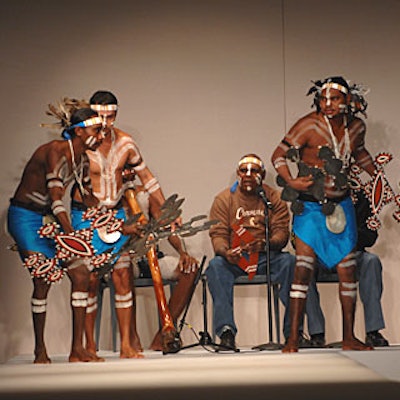Indigenous Australian dancers performed a tribute at the beginning of the runway show.