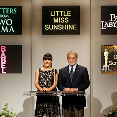 Academy of Motion Picture Arts and Sciences president Sid Ganis and academy member Salma Hayek announced the nominees for the 79th annual Academy Awards onstage at the Samuel Goldwyn Theater.