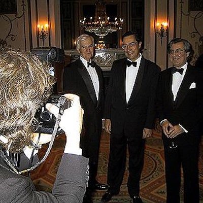 Magazine event photographer Doug Goodman shot a picture of Rodale's Robert Tuefel, international magazine publishing veteran Didier Guerin and Edward Kosner.