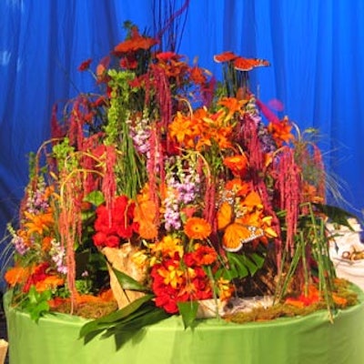 A colourful floral display from 5th Element Events represented spring during the closing reception at the Sheraton Centre Toronto for the Professional Convention Management Association's 51st annual meeting.
