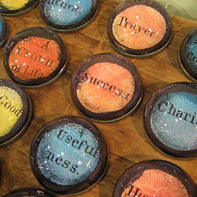 A paperweight doesn't have to be boring, as John Derian's new line proves. The dome-shaped glass objects have business-appropriate words like knowledge and success taken from 'The Tree of Temperance,' a decorative image dating back to the mid-1800's. The paperweights can be ordered through the retail store (212.677.3917) and cost $60.