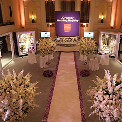 A screen branding the event nearly hid the organ pipes recessed in the wall of the former church.