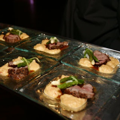 2Taste catering's tapas menu featured three main dishes, including this filet mignon with lobster mashed potatoes and asparagus.