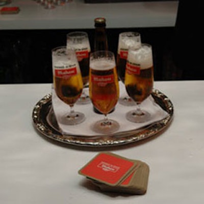 Complimentary Mahou beers were served with branded coasters at every bar within the mansion.