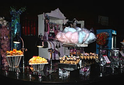 Levy Restaurants' buffets featured a plethora of snacks-mini grilled-cheese sandwiches, burgers, and sweets.