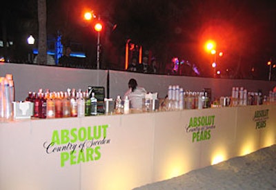 Absolut sponsored the back-lit bar, and pin-spot lighting helped create an intimate mood at the Saturday-night gala.