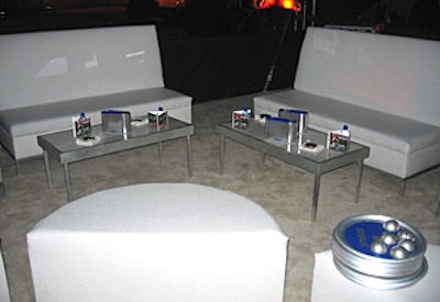 White furniture decorated the gala’s V.I.P. section.