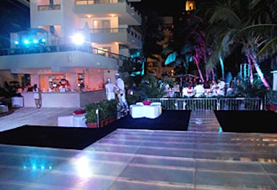 Plexiglass over the swimming pool served as the evening’s dance floor.