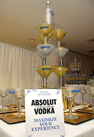 Four-foot-tall Absolut fountains allowed guests to mix their own drinks in three flavors.