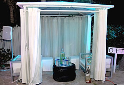 Guests could relax outside in poolside cabanas.