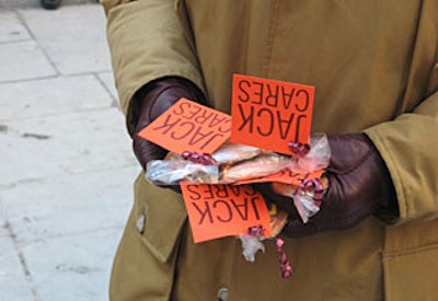 Each cookie bore a bright orange tag with a message that read, “Jack Cares.”