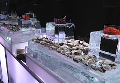 Olivier Cheng’s Norwegian-inspired menu included an oyster station presented on large blocks of ice.