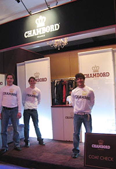 Staffed with friendly male models from ModelBartenders, Chambord’s coat check took in guests’ heavy winter garments and exchanged them for custom tags.