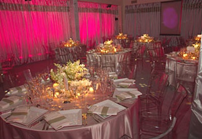 At Harold Pratt House and Peterson Hall, fabric walls lining the dining rooms were backlit by multicolored LED fixtures.