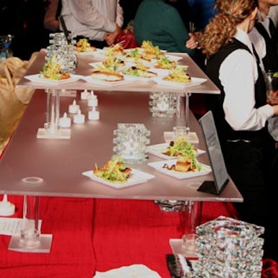 A food station from En Ville Event Design and Catering served crisp fried arctic char during the opening-night reception for Cabaret U-Mano at the Diesel Playhouse.