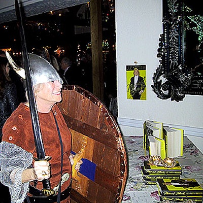 Iris Love, dressed as a Viking, took a peek at Liz Smith's Natural Blonde display table.