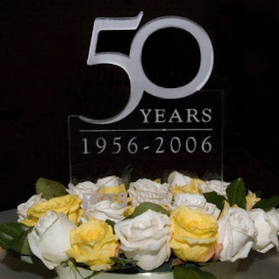 Beautiful centerpieces celebrating USF's 50th anniversary were placed throughout the facility.