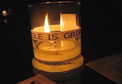 Kelly LaPlante of Organic Interior Design used simple black-and-white labels like 'This Candle is Green' in her designs.