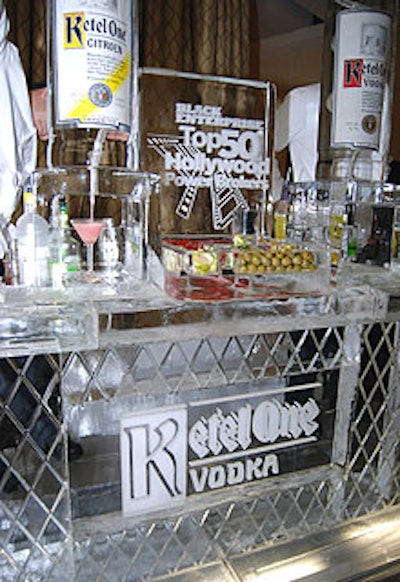 Ketel One poured its spirit at an ice martini bar.