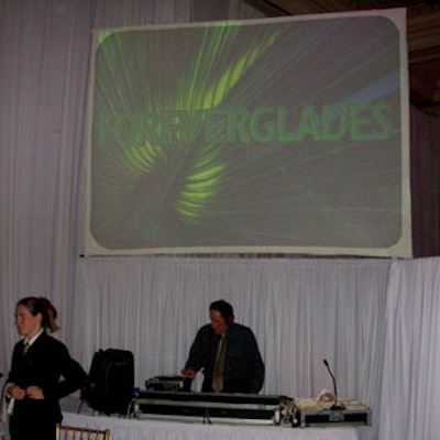 Two 45- by 20-foot jumbo screens that helped capture the night through videos and images were set-up for the formal event and one sat right behind the DJ.