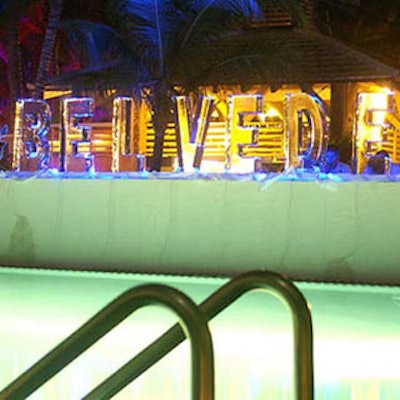 The Belvedere ice sculpture behind the bar was—quite literally—a cool branding concept.