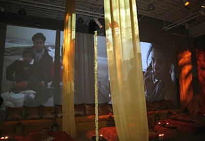 JKLD created lighting projections for the floor and walls, and the SC3 Group imported authentic, ornate tables from Morocco and India for the event.