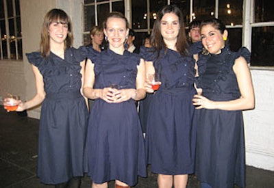 Domino staffers, who served guests at the event, wore organic navy dresses designed by Vanessa Barrantes. Male servers wore organic tees.