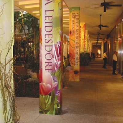 Columns in the courtyard breezeway were wrapped with presenting sponsors.