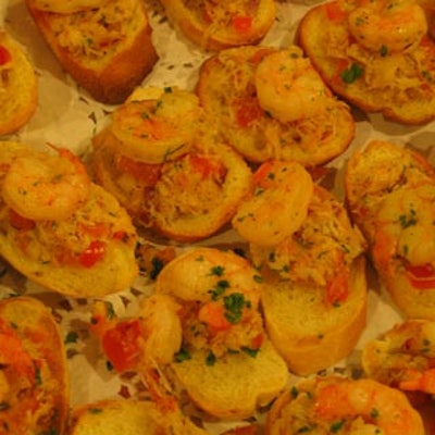Grand Island Seafood and Steakhouse served seafood bruschetta.
