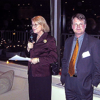 Alair Townsend, the publisher of Crain's New York Business, addressed the crowd, after a speech from Greg David (right), the paper's editor.