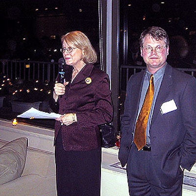 Alair Townsend, the publisher of Crain's New York Business, addressed the crowd, after a speech from Greg David (right), the paper's editor.