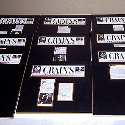 Those named to Crain's New York Business' '40 Under 40' list received copies of their stories mounted by Virginia Plak.