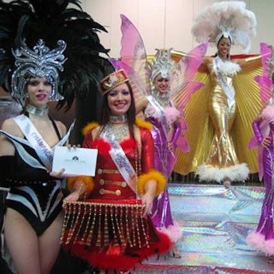 Champagne Showgirls fielded a troupe of performers in colourful dance outfits for the annual BiZBash Event Style Show at Heritage Court in the Direct Energy Centre.