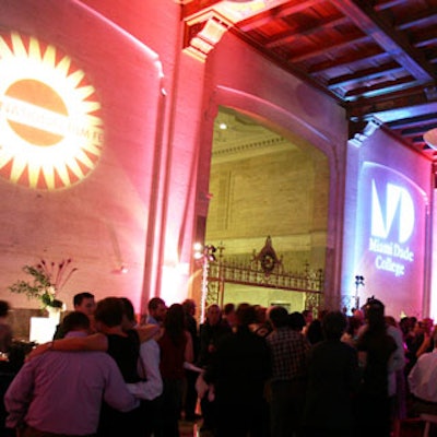 Pictured here are the main hall, wall logo, and arrangement.