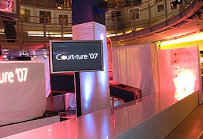 Jono Productions built a 40-foot-long white plexiglass runway in the store’s lower-level court-style area, clearing the space of merchandise and using drapes to curtain off backstage areas.