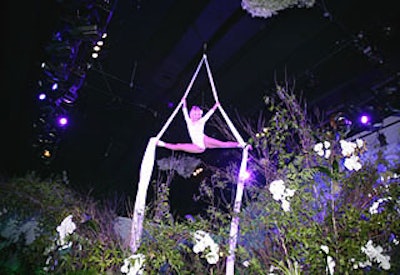 An aerialist evoked a nymph of spring, and provided aesthetically pleasing entertainment that—strategically—didn’t take up too much space.