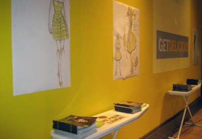 The finalists' sketches graced the venue's wall, hovering above ironing boards bolted to the floor, which replaced highboy cocktail tables.