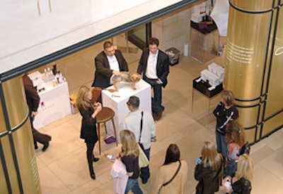Prominently located just inside Henri Bendel’s entrance were several platforms for the display of product and grooming activity.
