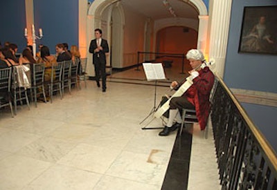 An electronic cellist played throughout dinner. “It’s 17th-century classical music brought into the modern century,” Shin said.