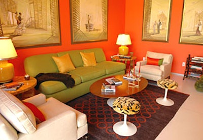 Designer Jarrett Hedborg’s cocktail room featured bright citrus colors.