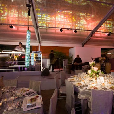The Bacardi lightbox building contributed to the ambience, as seen through the clear tent from EventStar.