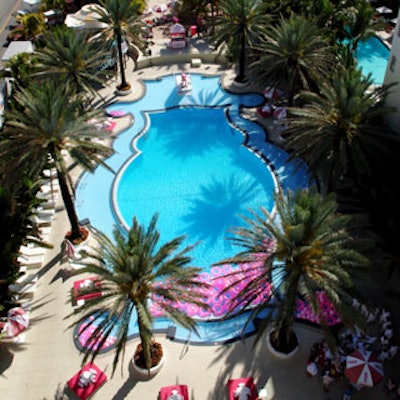 Pink inner tubes added a splash of color to the pool.