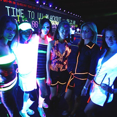 Models basked in the neon glow.