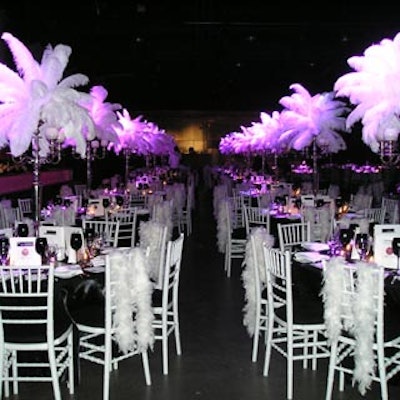 Dramatic feathery decor adorned the dining room at Kool Haus for CanStage's annual fund-raiser.