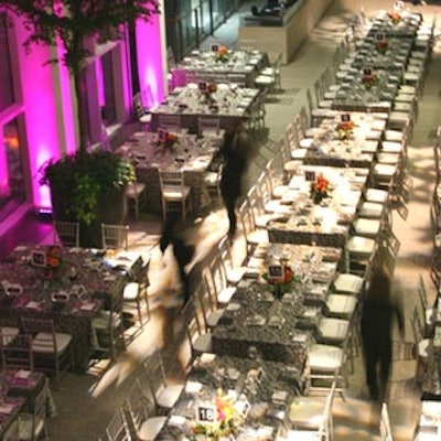 The dinner tables were arranged banquet style in Mars Discovery Centre's main foyer.