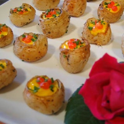 Amazing also served herb roasted mini new potatoes with saffron aioli and salmon roe.