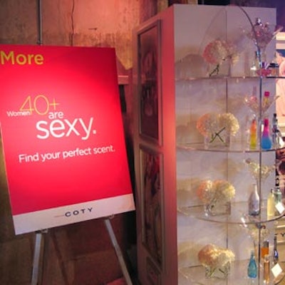 Coty's scent station featured a fragrance display.